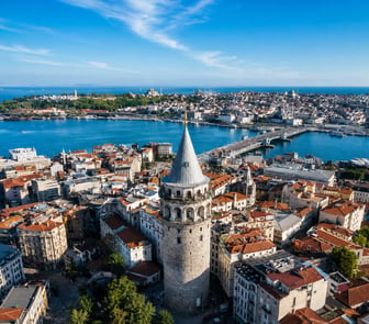 Aerial view of Istanbul with the Galata Tower and the Bosphorus