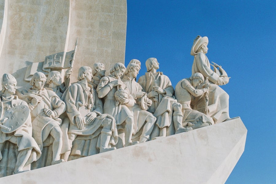 Detail of the Padrão dos Descobrimentos monument in Lisbon, an iconic landmark celebrating Portugal’s Age of Discovery and national heritage.